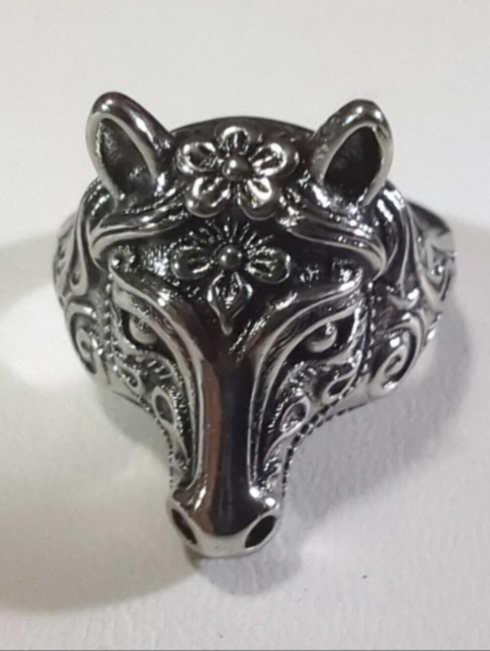 Titanium Wolf Men’s Stainless Steel Biker Ring Ransom's Imports Size 8.5 New